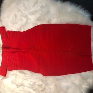 Melium Women’s Rayon V Neck Red Bandage Dress